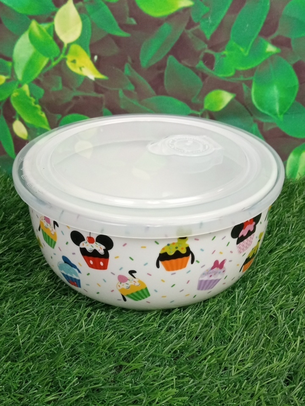 🏠🍒 Disney Cupcake Print White Bowl with Lid